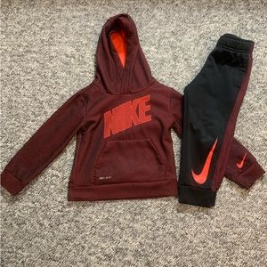 Boys Nike set- coral orange and black
